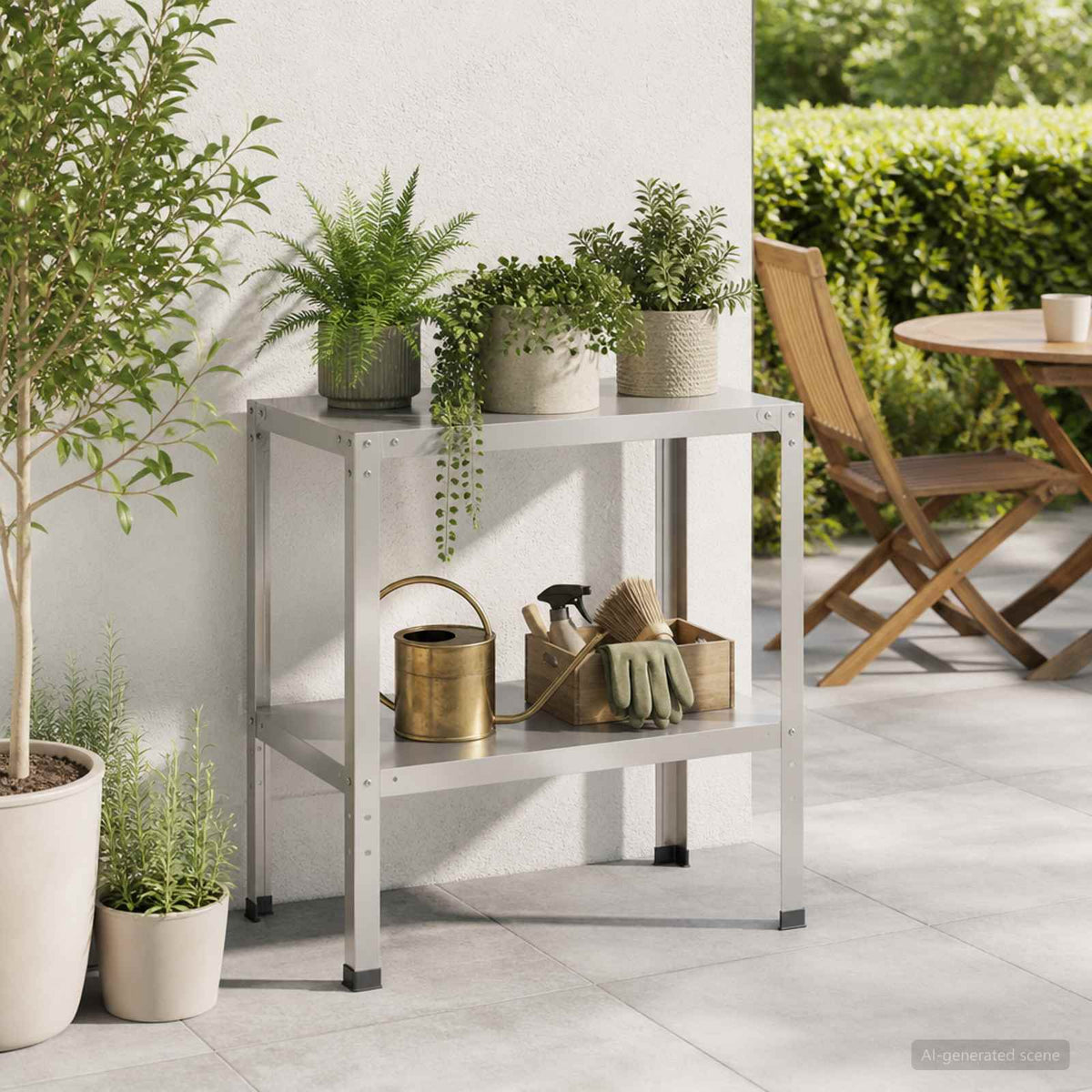 Planttafel 100 x 50 x 80 cm Roestvrij staal zilver