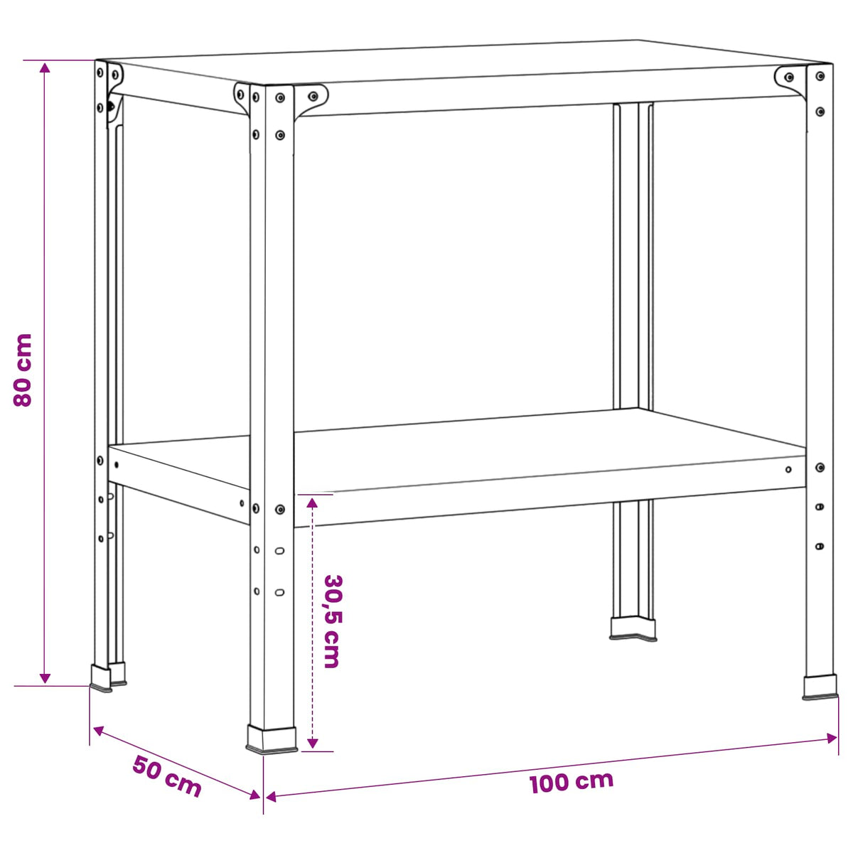 Planttafel 100 x 50 x 80 cm Gegalvaniseerd staal zilver