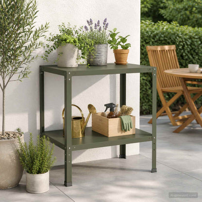 Planttafel 60 x 50 x 80 cm Gepoedercoat staal Olijfgroen