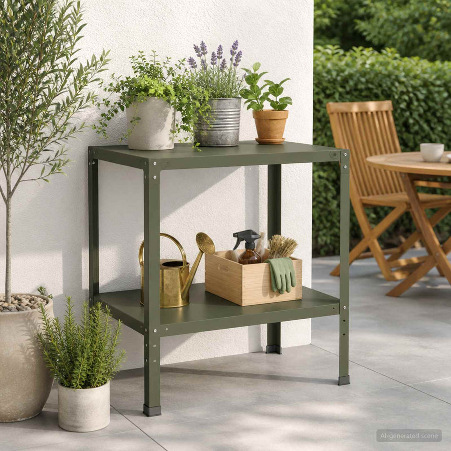 Planttafel 60 x 50 x 80 cm Gepoedercoat staal Olijfgroen