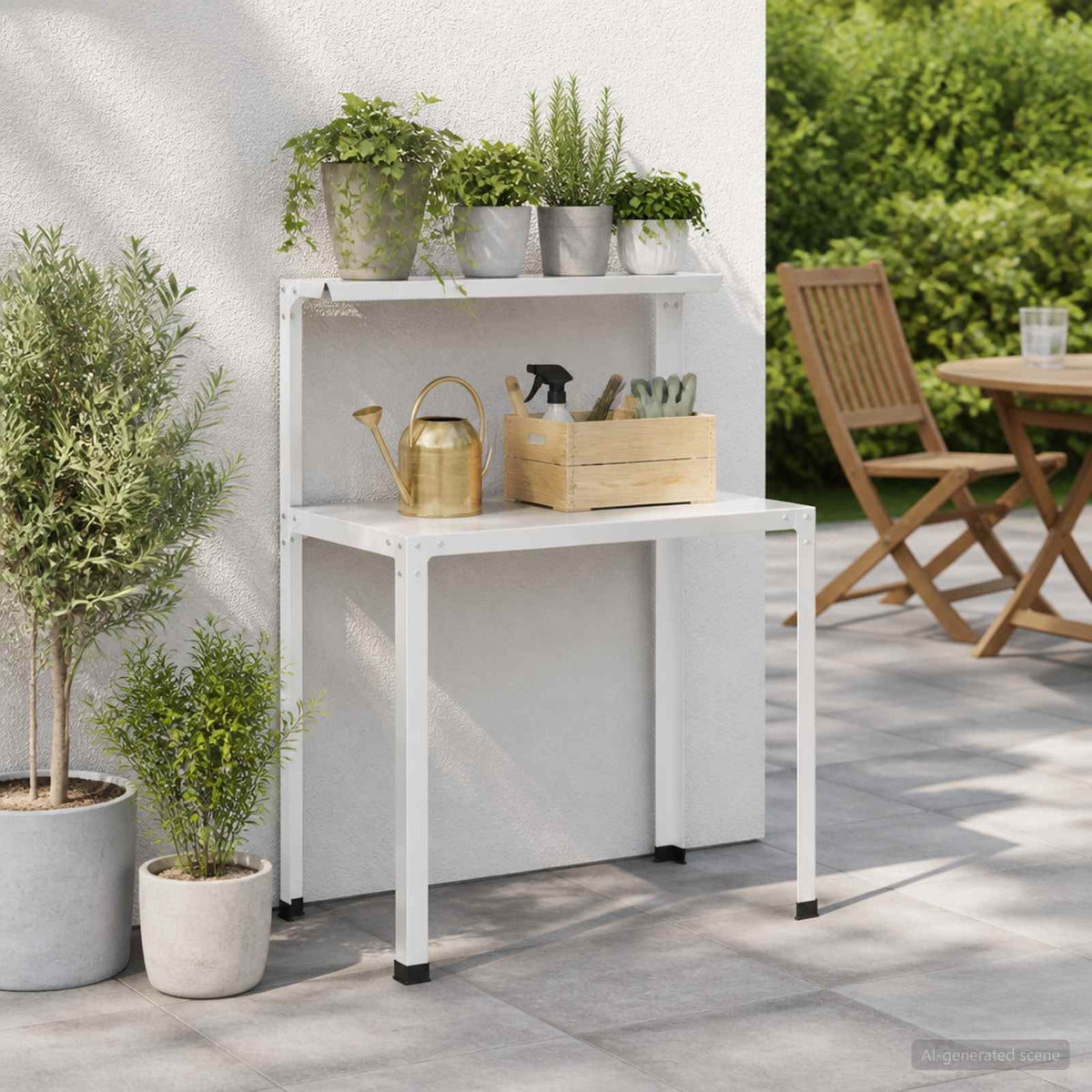 Planttafel 100 x 50 x 104 cm Gepoedercoat staal Wit