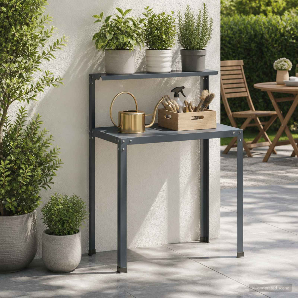 Planttafel 100 x 50 x 104 cm Gepoedercoat staal Antraciet