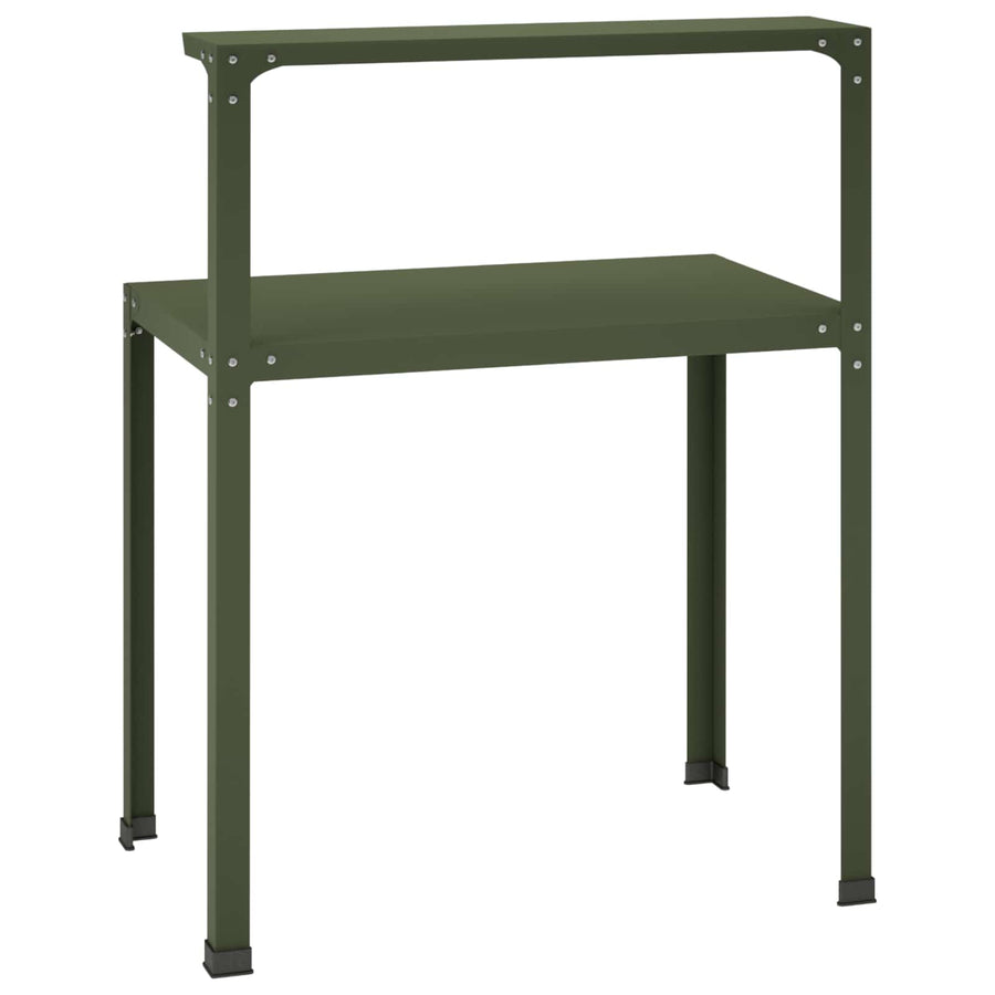 Planttafel 100 x 50 x 104 cm Gepoedercoat staal Olijfgroen