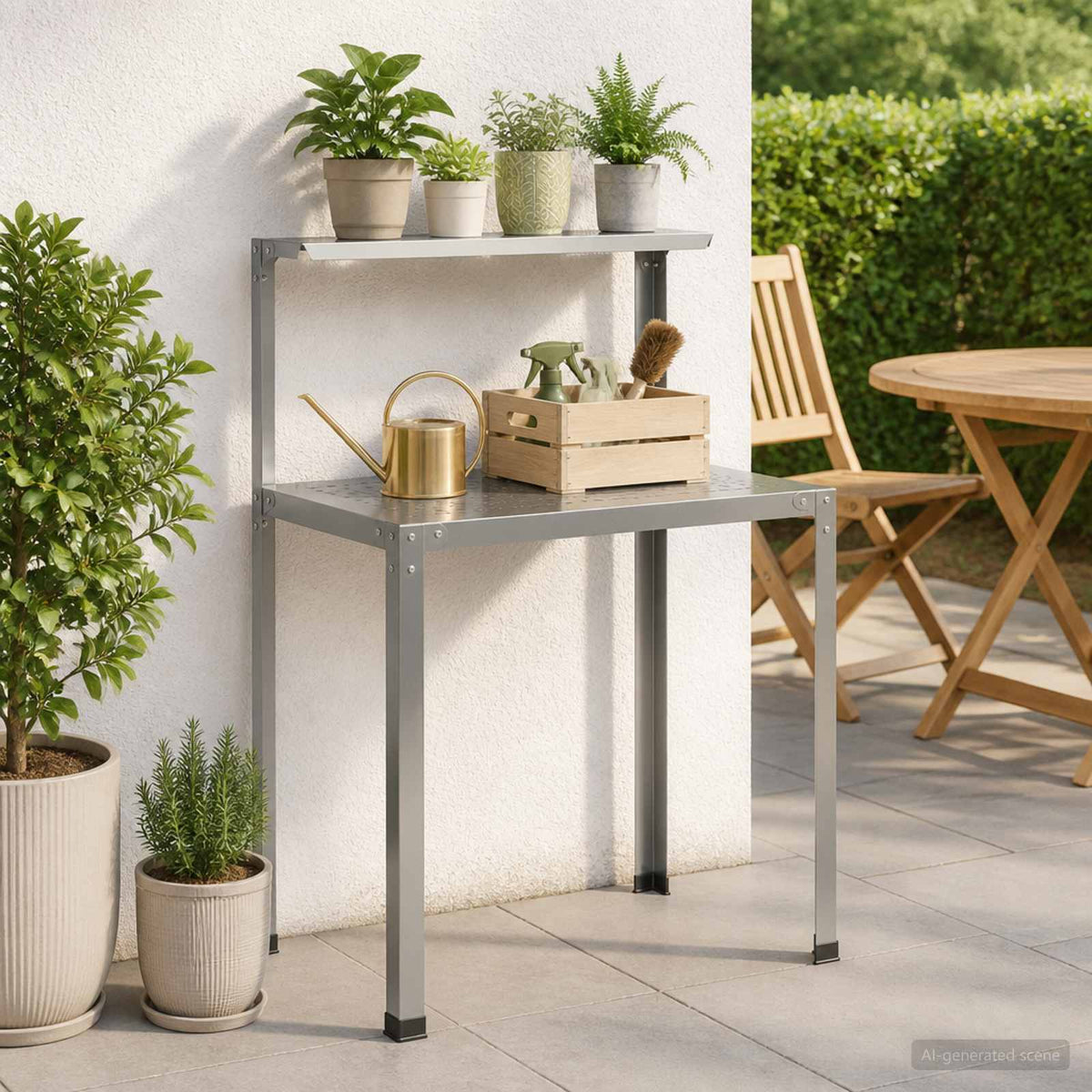 Planttafel 100 x 50 x 104 cm Gegalvaniseerd staal zilver