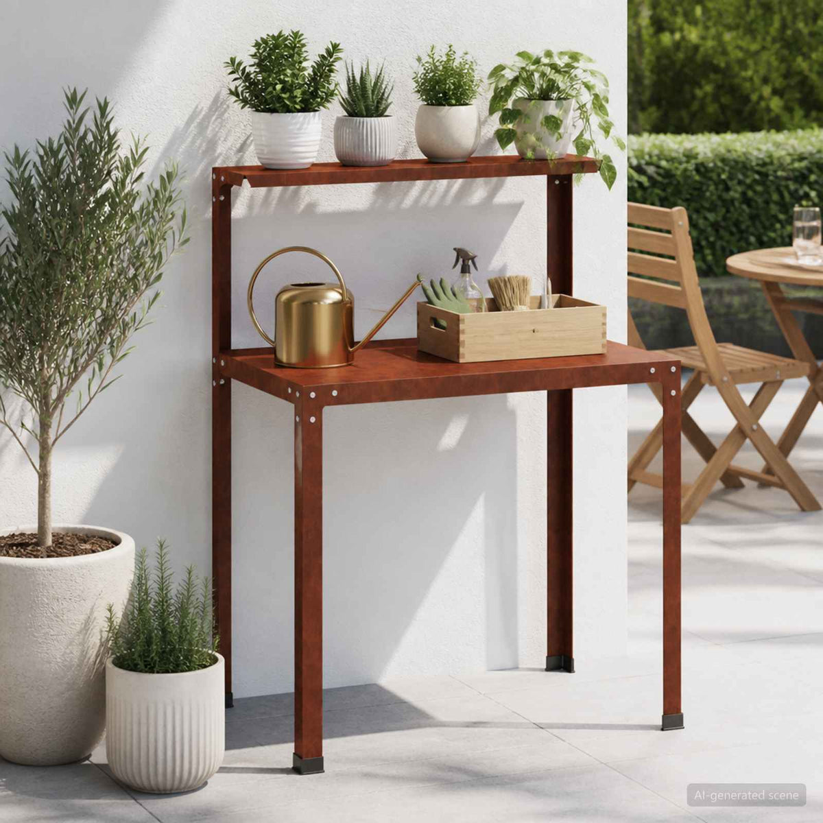 Planttafel 100 x 50 x 104 cm weervast staal Roestkleurig