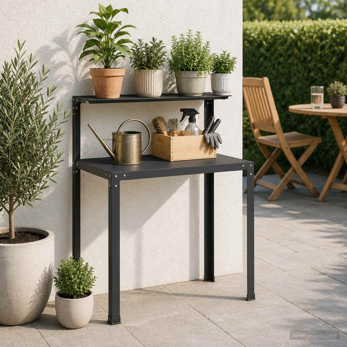 Planttafel 80 x 50 x 104 cm Gepoedercoat staal Zwart