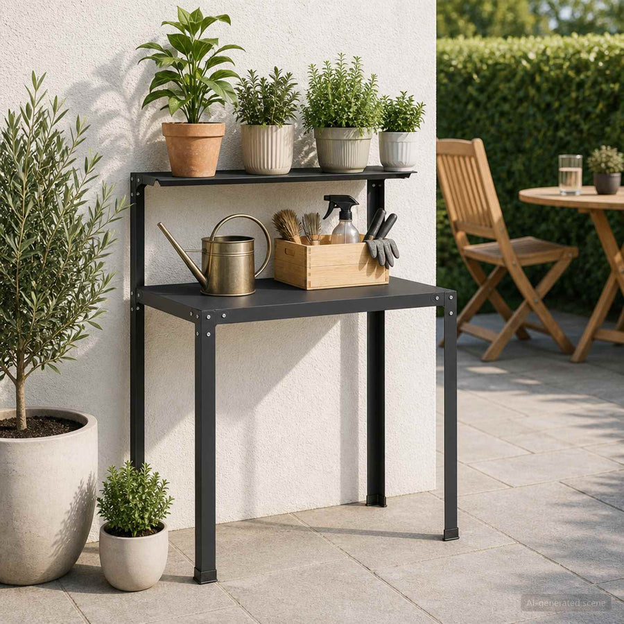 Planttafel 80 x 50 x 104 cm Gepoedercoat staal Zwart