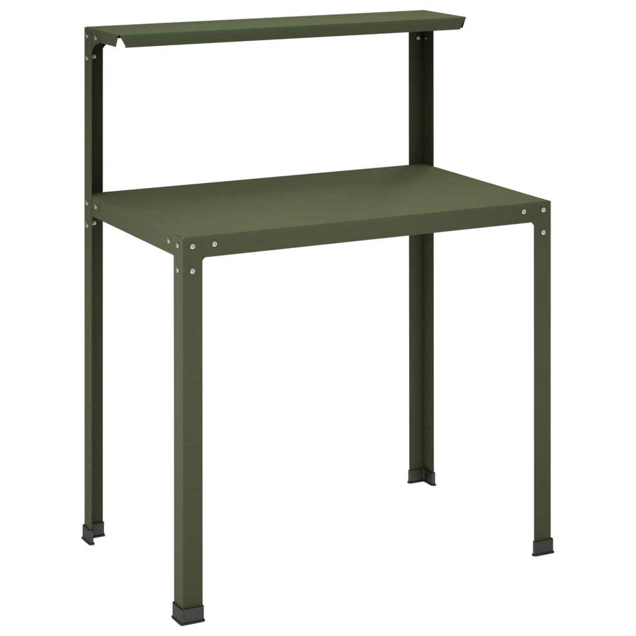 Planttafel 80 x 50 x 104 cm Gepoedercoat staal Olijfgroen