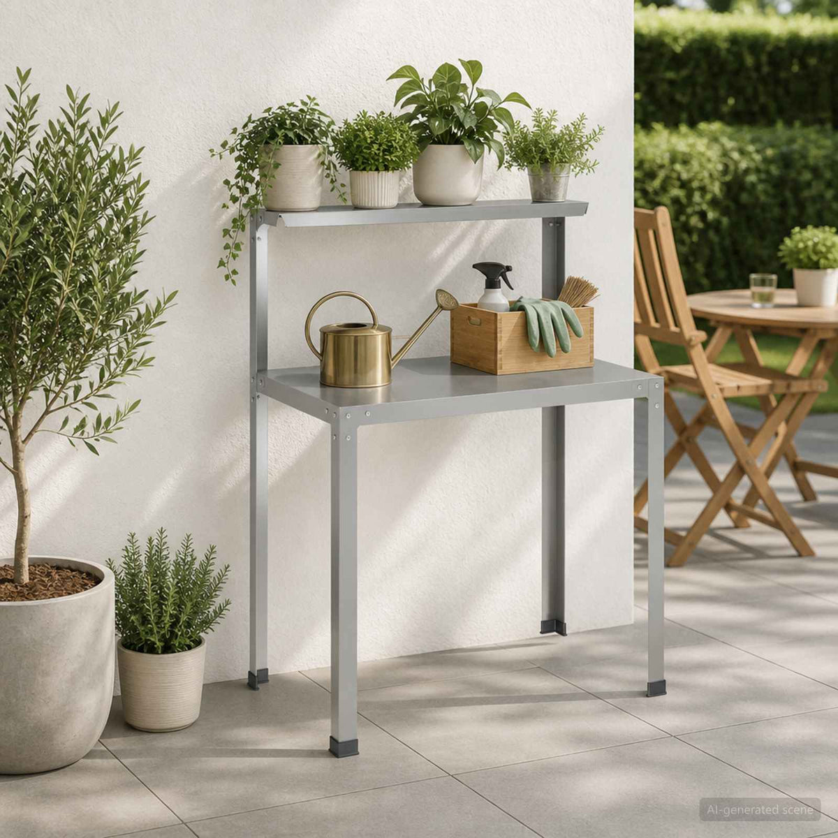 Planttafel 80 x 50 x 104 cm Gegalvaniseerd staal zilver