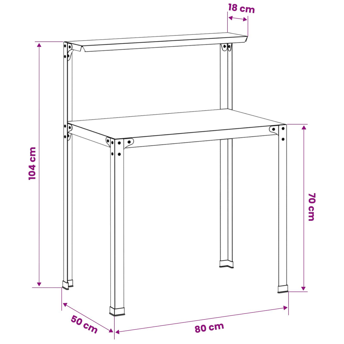 Planttafel 80 x 50 x 104 cm Gegalvaniseerd staal zilver