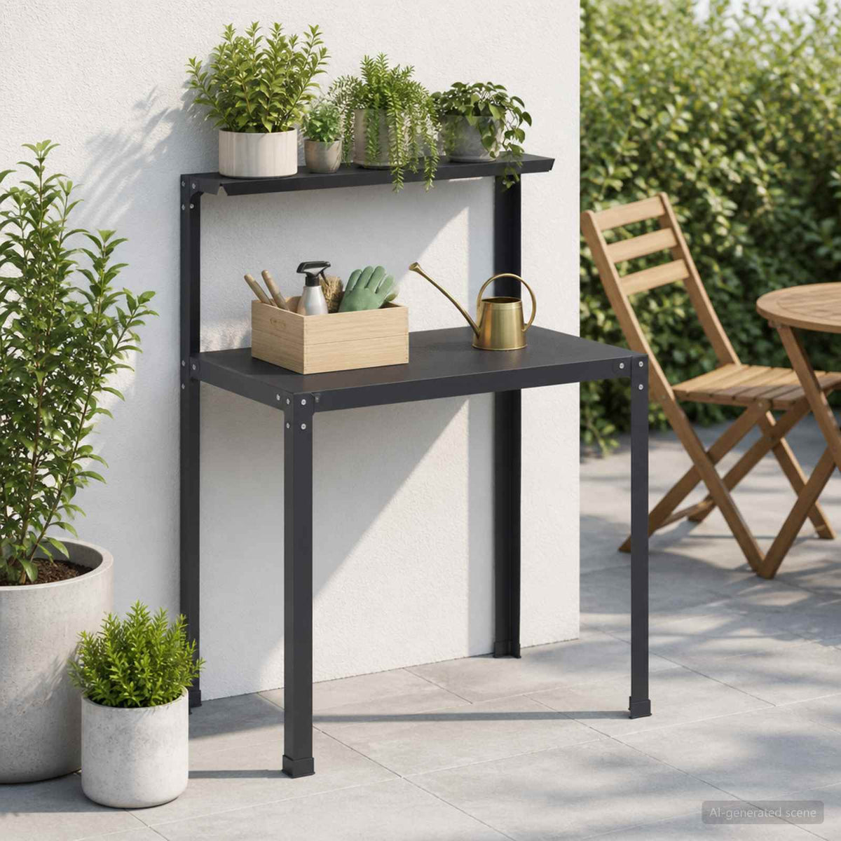 Planttafel 60 x 50 x 104 cm Gepoedercoat staal Zwart