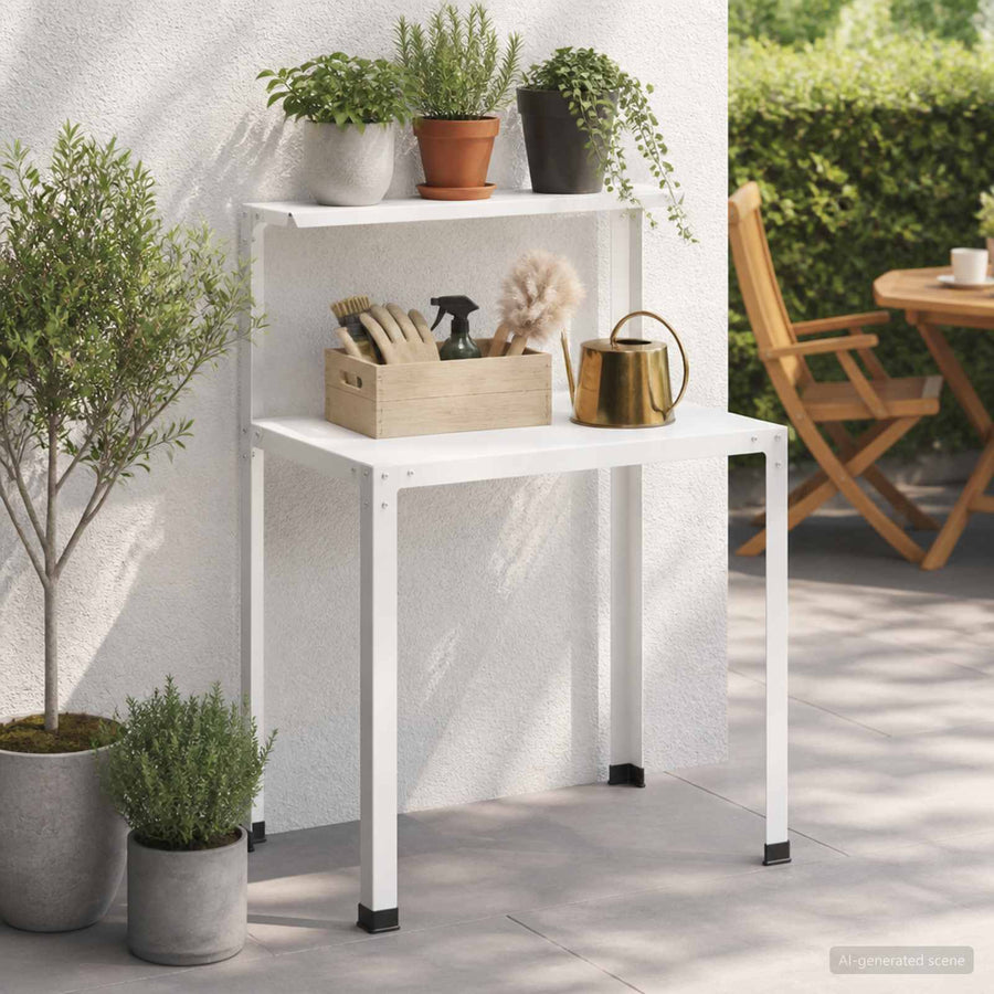 Planttafel 60 x 50 x 104 cm Gepoedercoat staal Wit