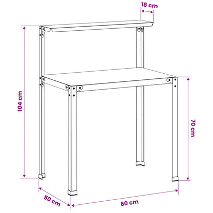 Planttafel 60 x 50 x 104 cm Gepoedercoat staal Wit