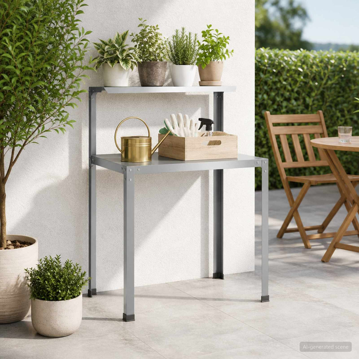 Planttafel 60 x 50 x 104 cm Gegalvaniseerd staal zilver