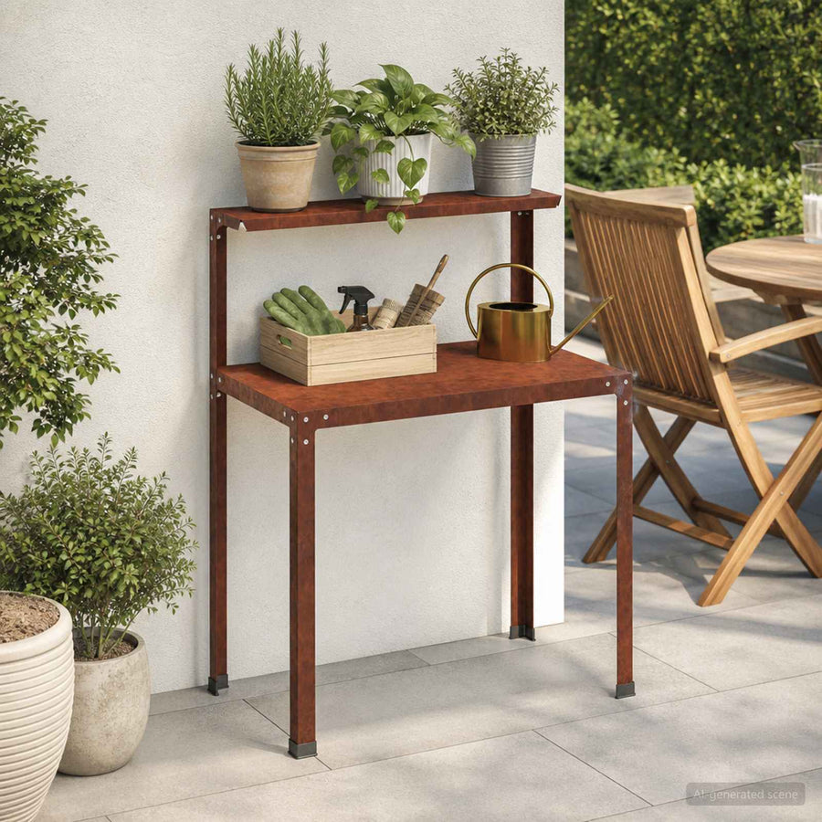 Planttafel 60 x 50 x 104 cm weervast staal Roestkleurig