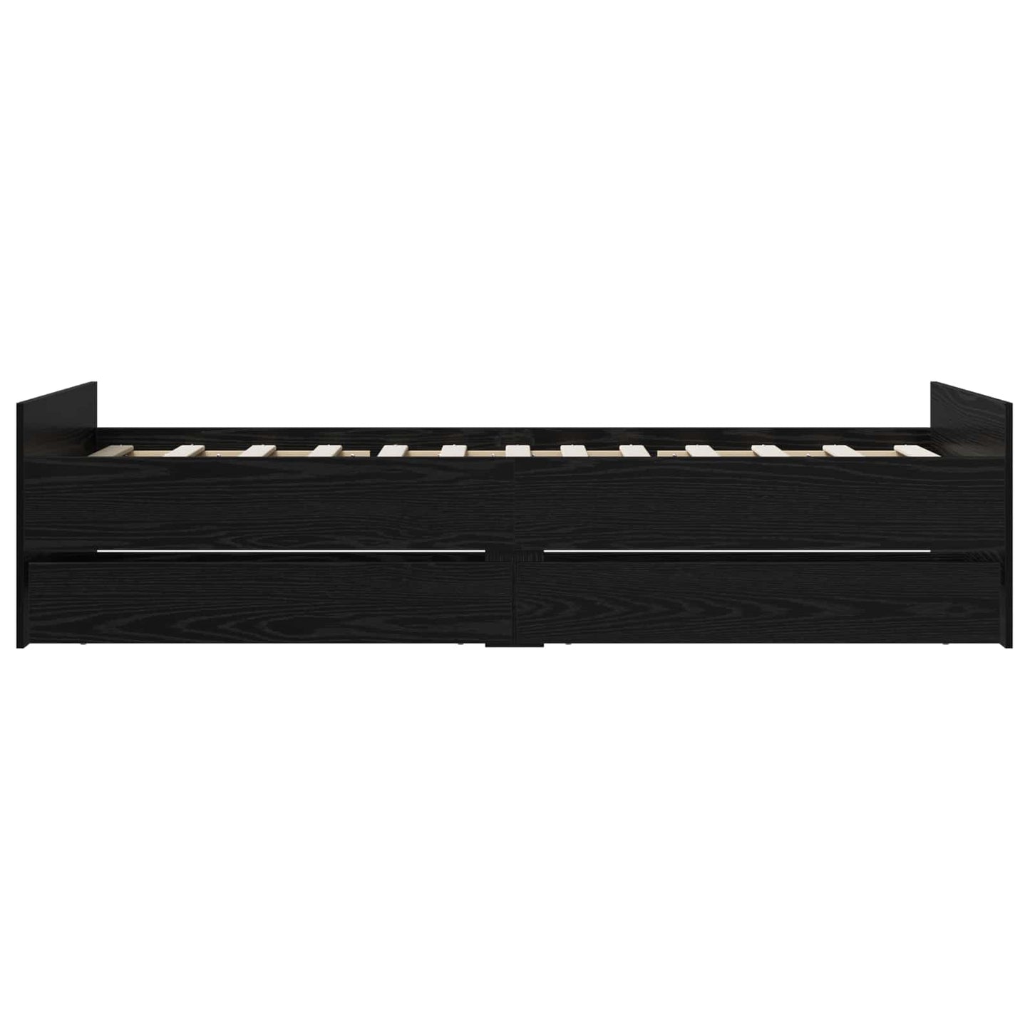 Bedframe Zwart eiken 100 x 200 cm Bewerkt hout