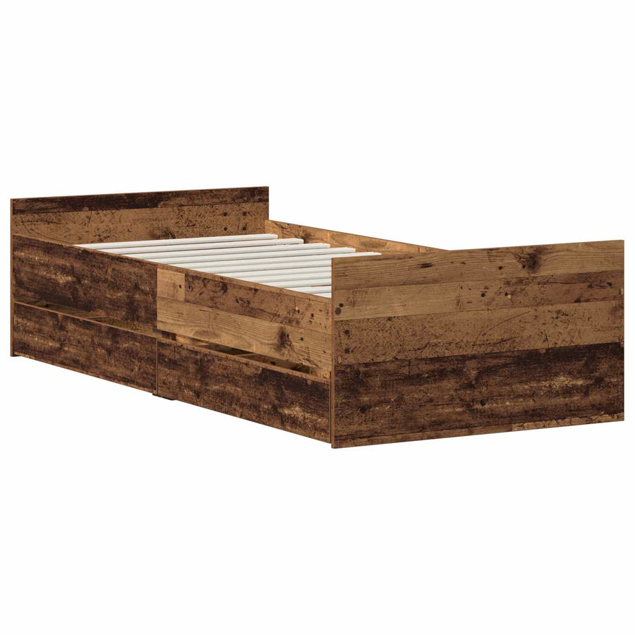 Bedframe Oud hout 90 x 200 cm Bewerkt hout