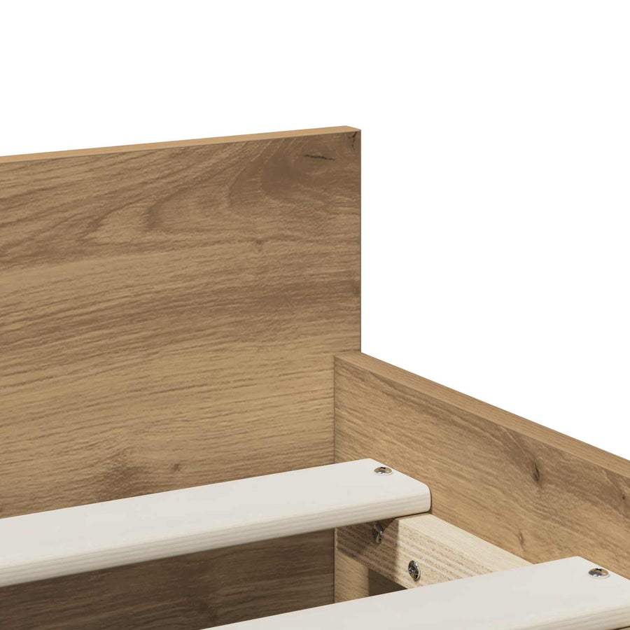 Bedframe Artisanaal eiken 90 x 200 cm Bewerkt hout