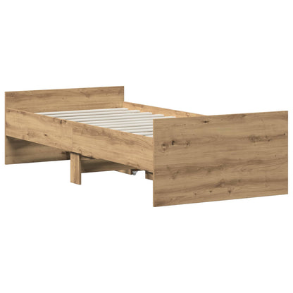 Bedframe Artisanaal eiken 90 x 200 cm Bewerkt hout