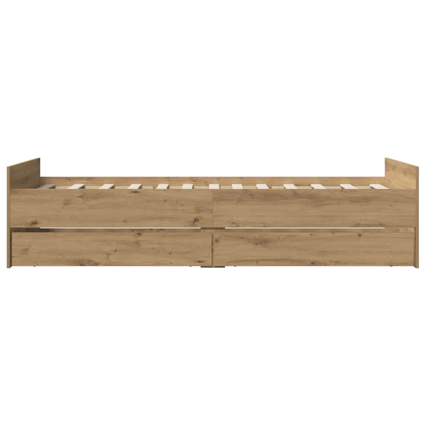 Bedframe Artisanaal eiken 90 x 200 cm Bewerkt hout