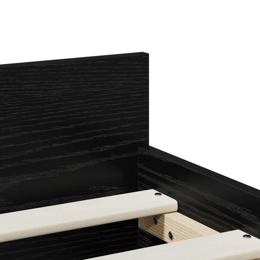Bedframe Zwart eiken 90 x 200 cm Bewerkt hout