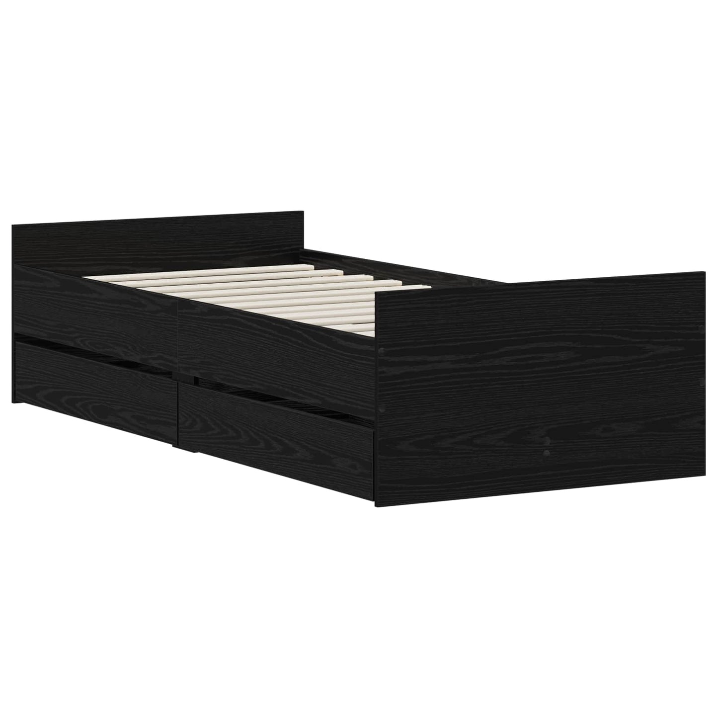 Bedframe Zwart eiken 90 x 200 cm Bewerkt hout