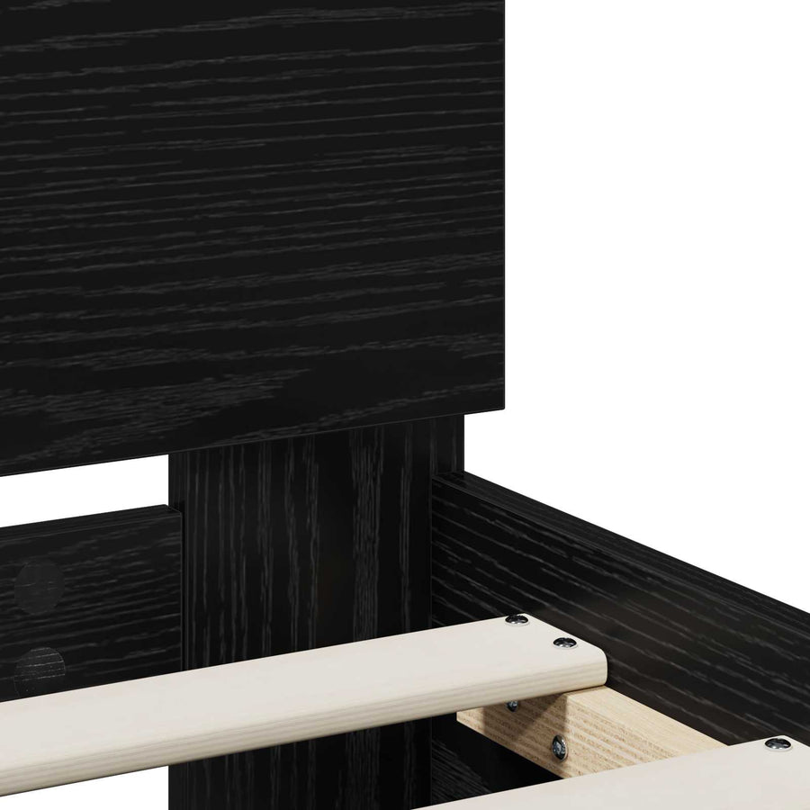 Bedframe Zwart eiken 140 x 190 cm Bewerkt hout