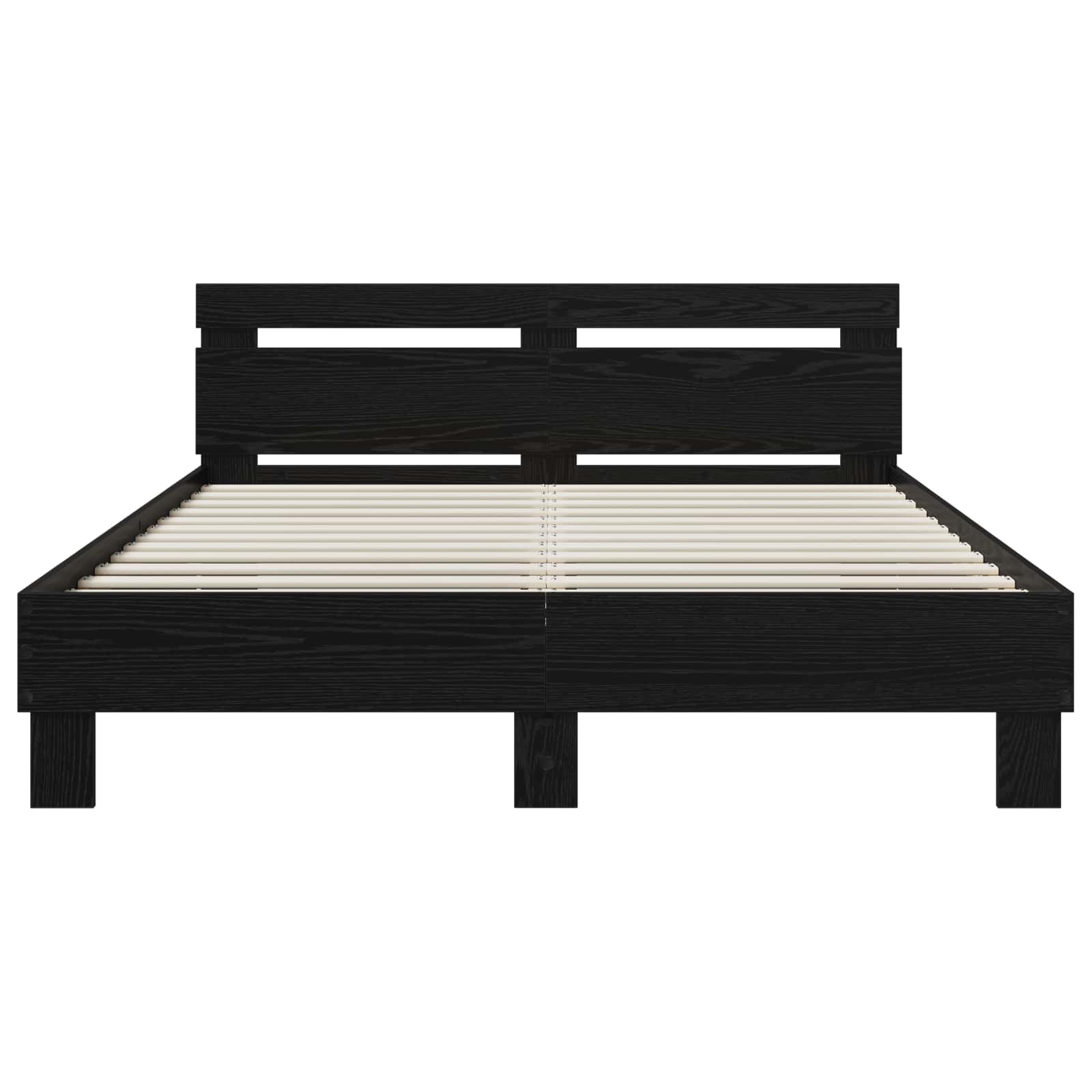 Bedframe Zwart eiken 140 x 190 cm Bewerkt hout