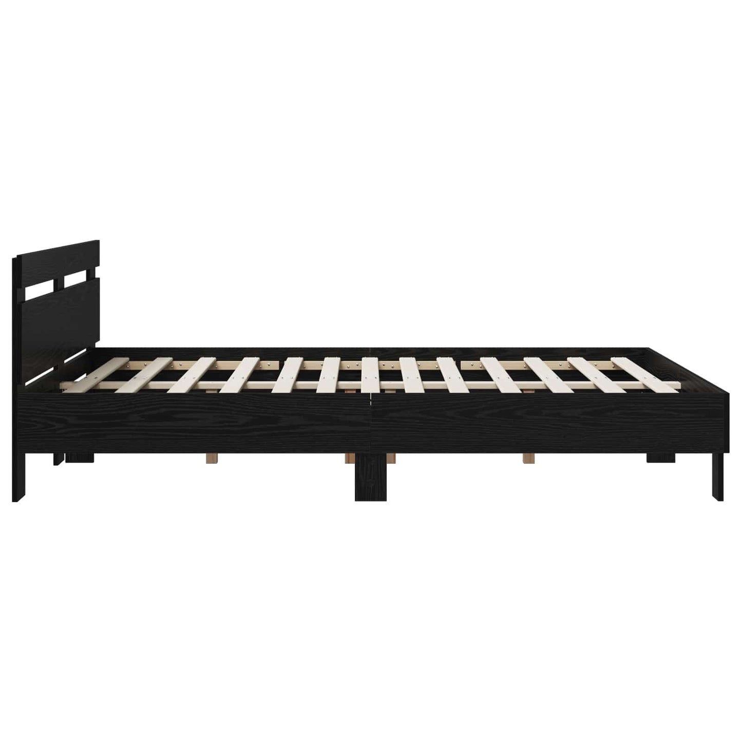 Bedframe Zwart eiken 140 x 190 cm Bewerkt hout
