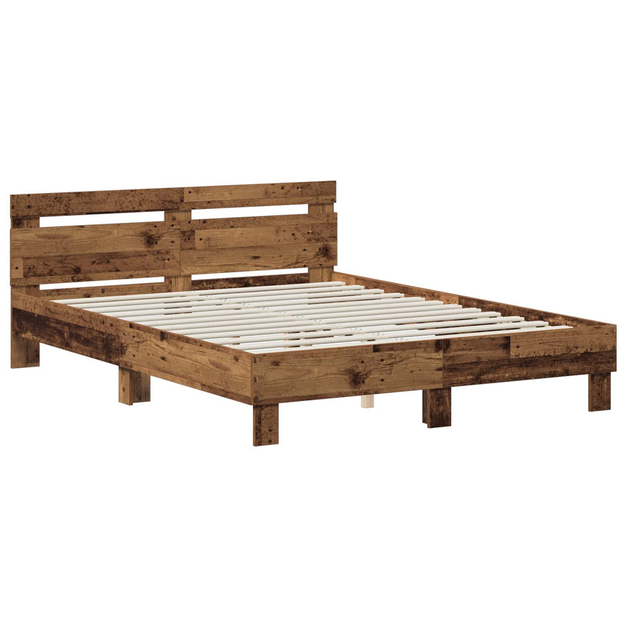 Bedframe Oud hout 135 x 190 cm Bewerkt hout