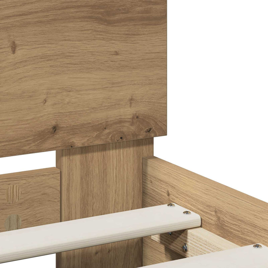 Bedframe Artisanaal eiken 135 x 190 cm Bewerkt hout