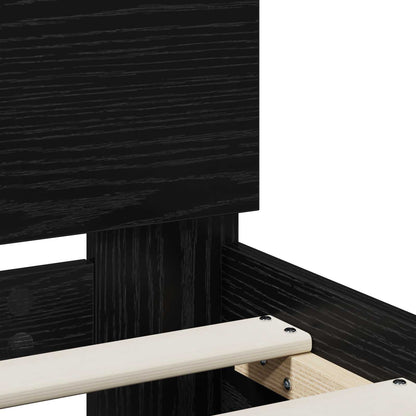 Bedframe Zwart eiken 135 x 190 cm Bewerkt hout