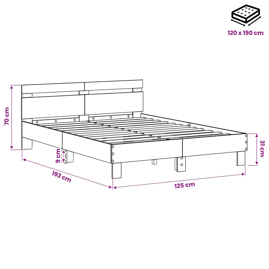 Bedframe Oud hout 120 x 190 cm Bewerkt hout