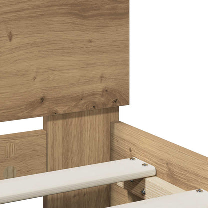 Bedframe Artisanaal eiken 120 x 190 cm Bewerkt hout