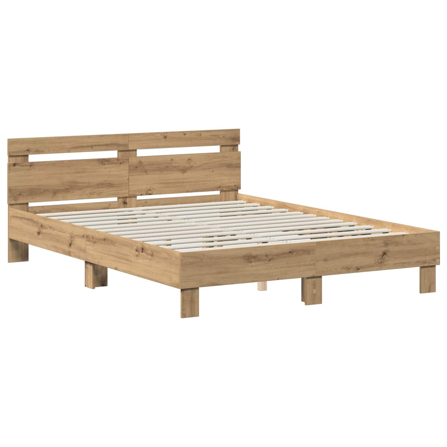 Bedframe Artisanaal eiken 120 x 190 cm Bewerkt hout