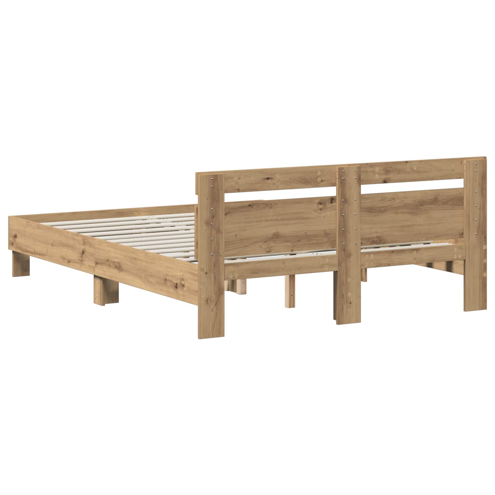 Bedframe Artisanaal eiken 120 x 190 cm Bewerkt hout