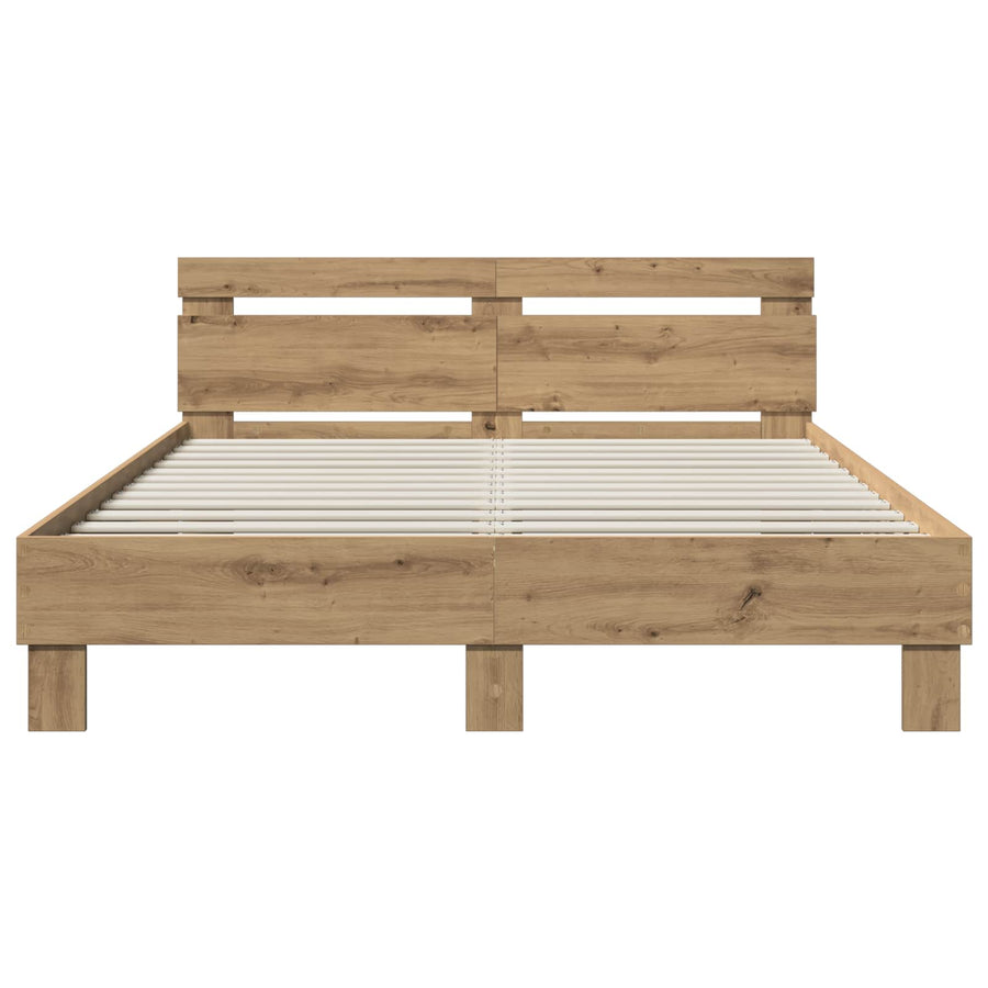 Bedframe Artisanaal eiken 120 x 190 cm Bewerkt hout