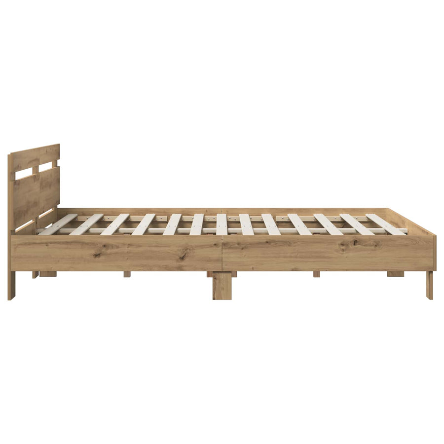 Bedframe Artisanaal eiken 120 x 190 cm Bewerkt hout