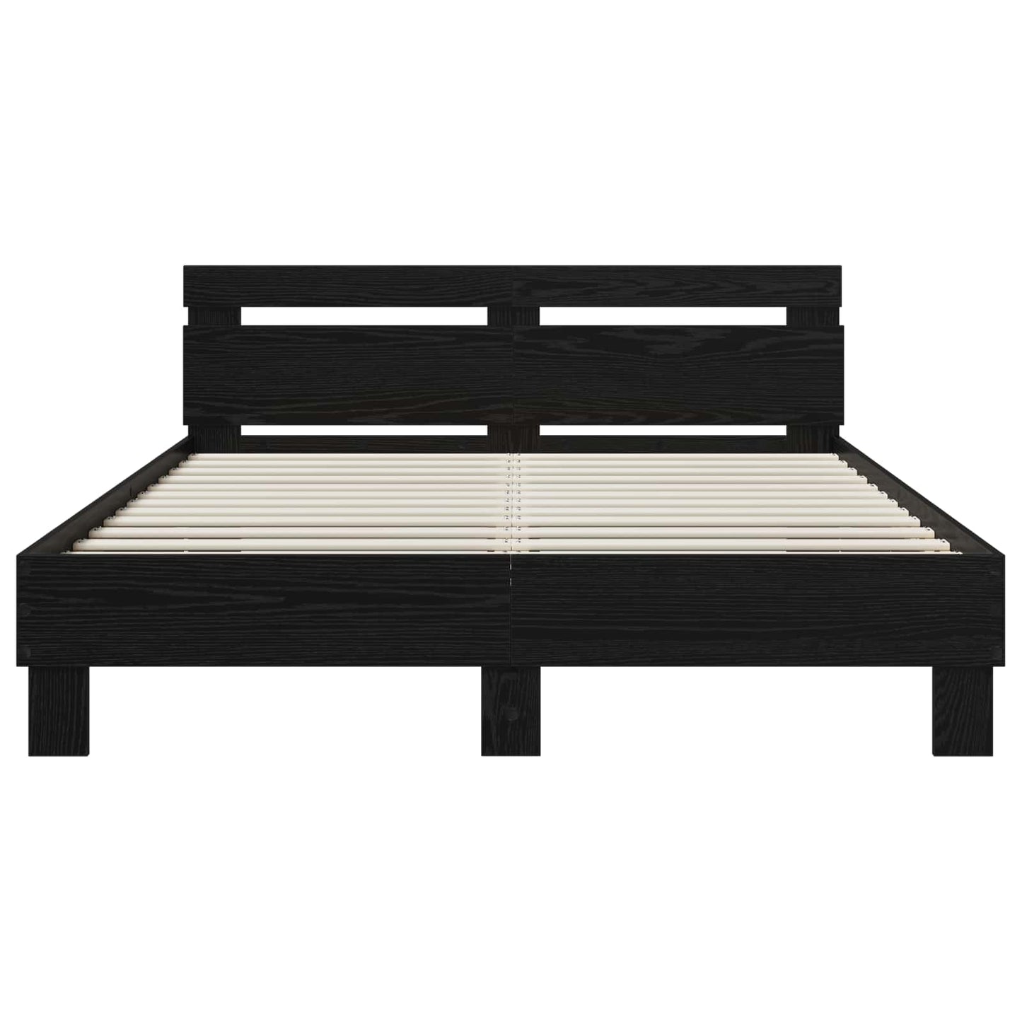 Bedframe Zwart eiken 120 x 190 cm Bewerkt hout