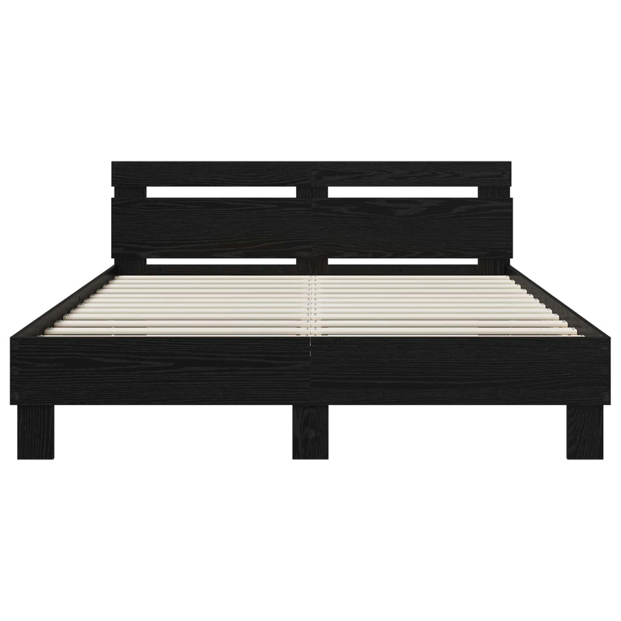 Bedframe Zwart eiken 120 x 190 cm Bewerkt hout