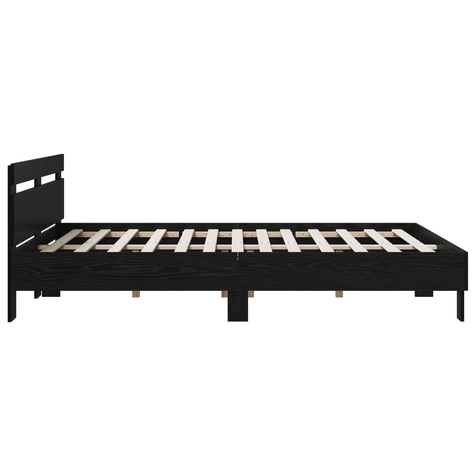 Bedframe Zwart eiken 120 x 190 cm Bewerkt hout