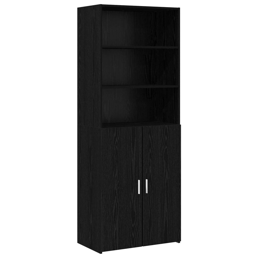 Hoge kast Zwart eiken 70 x 42,5 x 185 cm Bewerkt hout