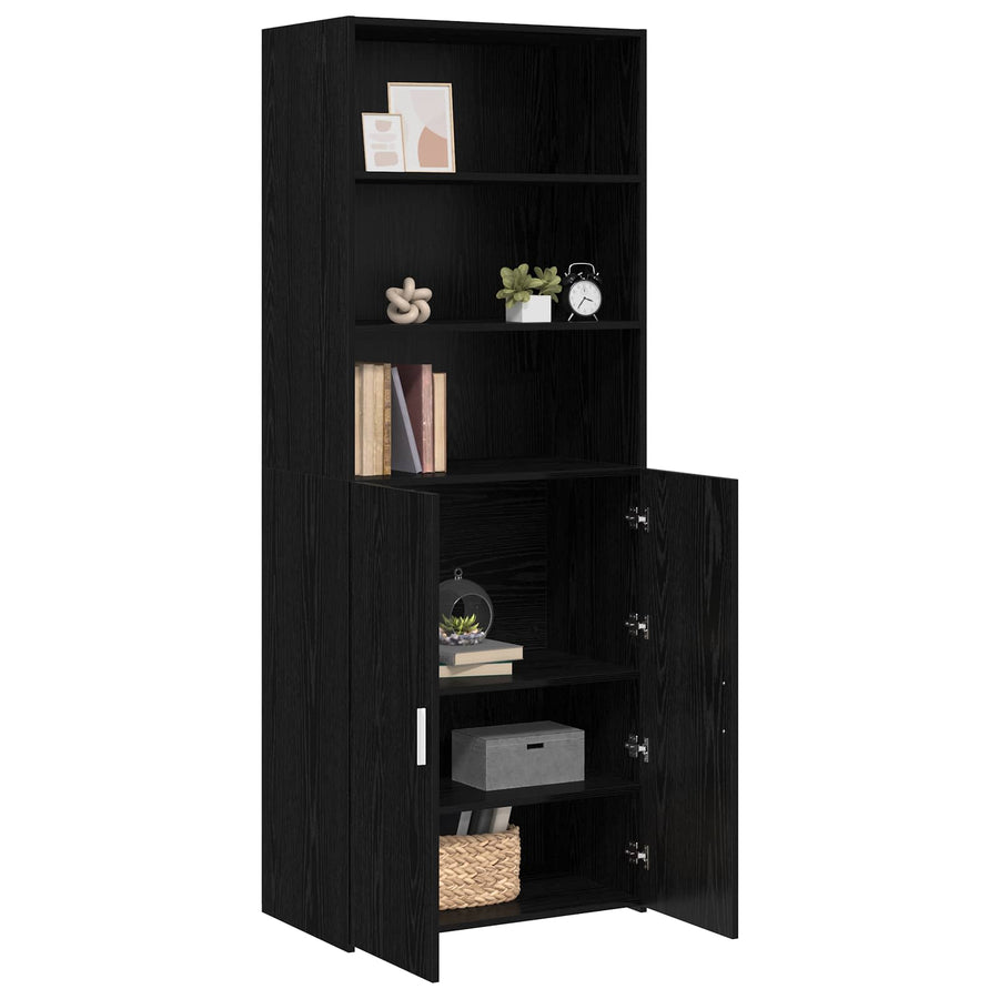 Hoge kast Zwart eiken 70 x 42,5 x 185 cm Bewerkt hout