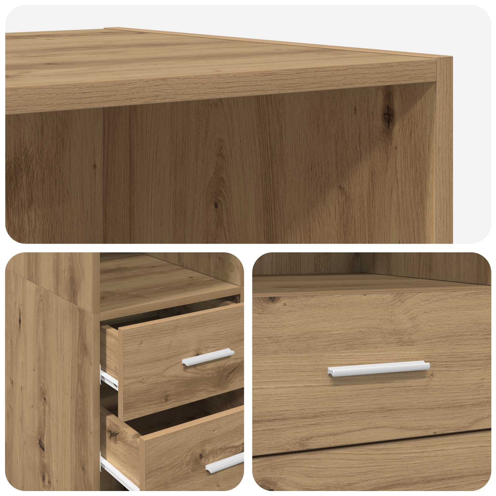 Boekenkast Artisanaal eiken 30 x 42.4 x 185.2 cm