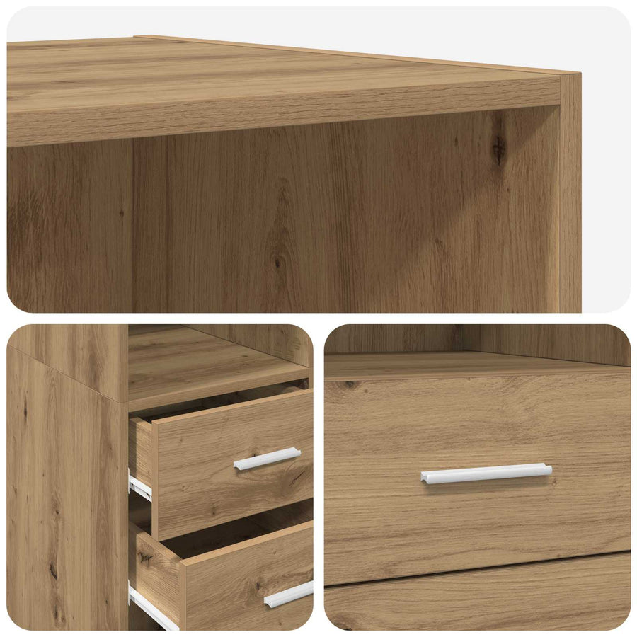 Boekenkast Artisanaal eiken 30 x 42.4 x 185.2 cm