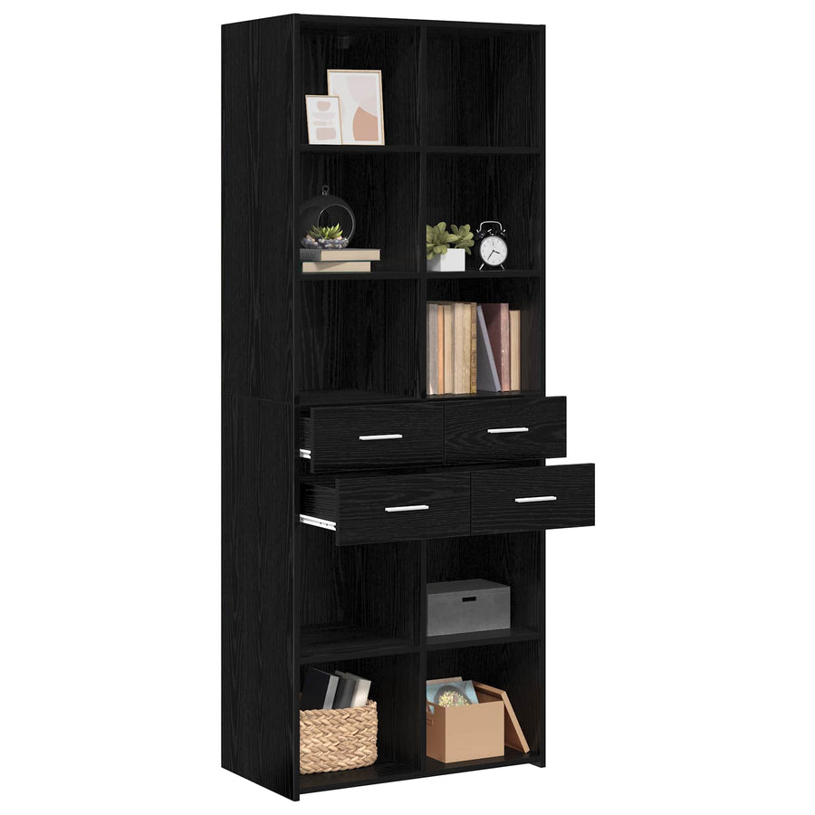 Boekenkast Zwart eiken 30 x 42.4 x 185.2 cm