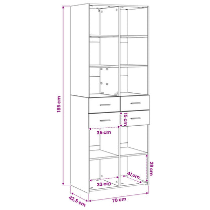 Boekenkast Zwart eiken 30 x 42.4 x 185.2 cm