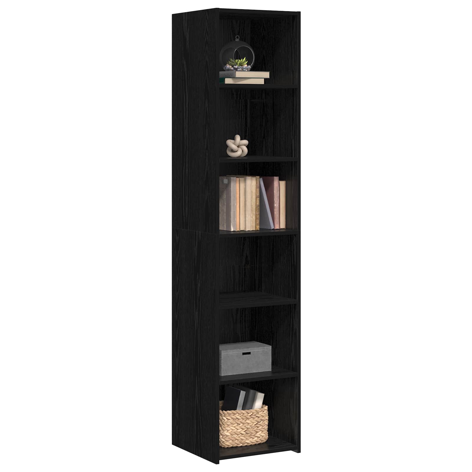 Dressoir Zwart eiken 40 x 41 x 185 cm Bewerkt hout