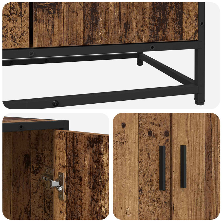 Dressoir Oud hout 134 x 35 x 76 cm Bewerkt hout