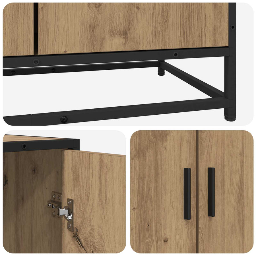 Dressoir Artisanaal eiken 134 x 35 x 76 cm Bewerkt hout